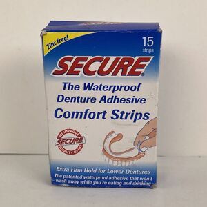 Secure Comfort Strips Waterproof Denture Adhesive - Zinc Free - Extra Firm Hold